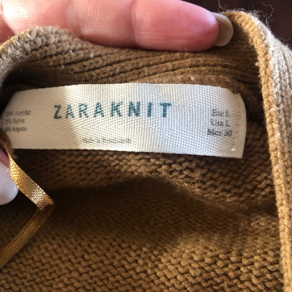 Zara Knit Caramel Colour Cardigan with Elbow Patches Size Large - Picture 5 of 7